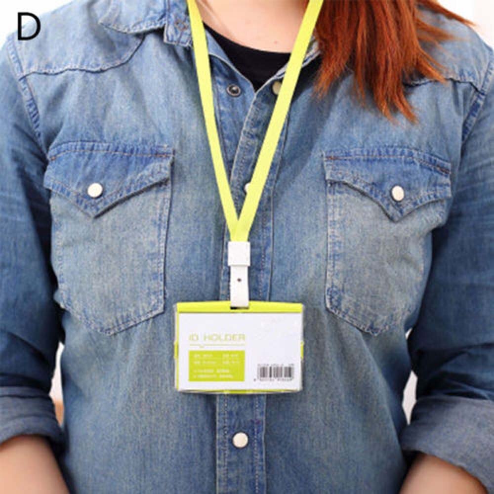 Credit ID Card Badge Tag Holder Hard Plastic Pocket Pass Case Neck Strap Lanyard Labels & Indexes Back to School: Horizontal-Green