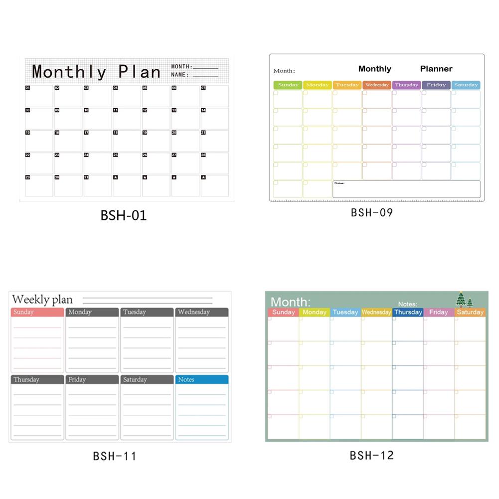 Magnetic Weekly & Monthly Planner Fridge Magnet Whiteboard Calendar Flexible Daily Message Drawing Bulletin White Board