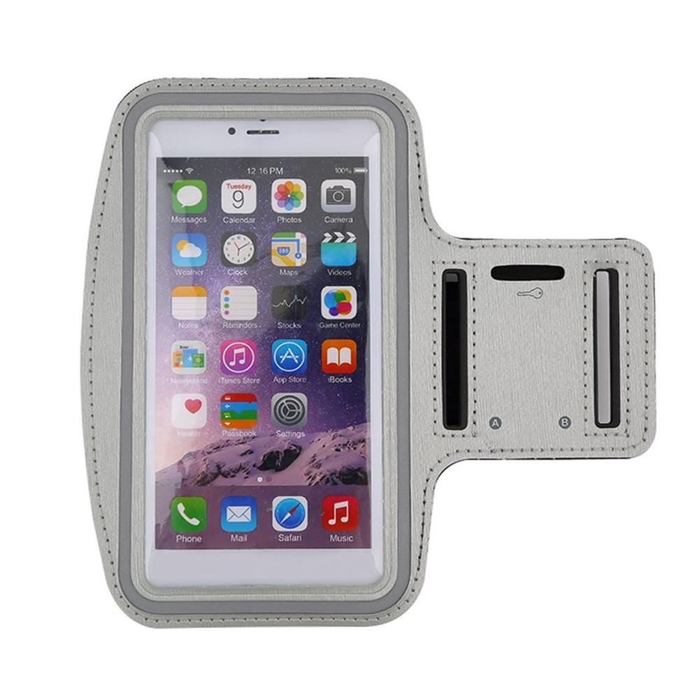 Waterdichte hardloop-jogging-sport-neopreen armband hoes met reflecterende strip voor iphone 6 plusarm heren anti-klop: Grijs