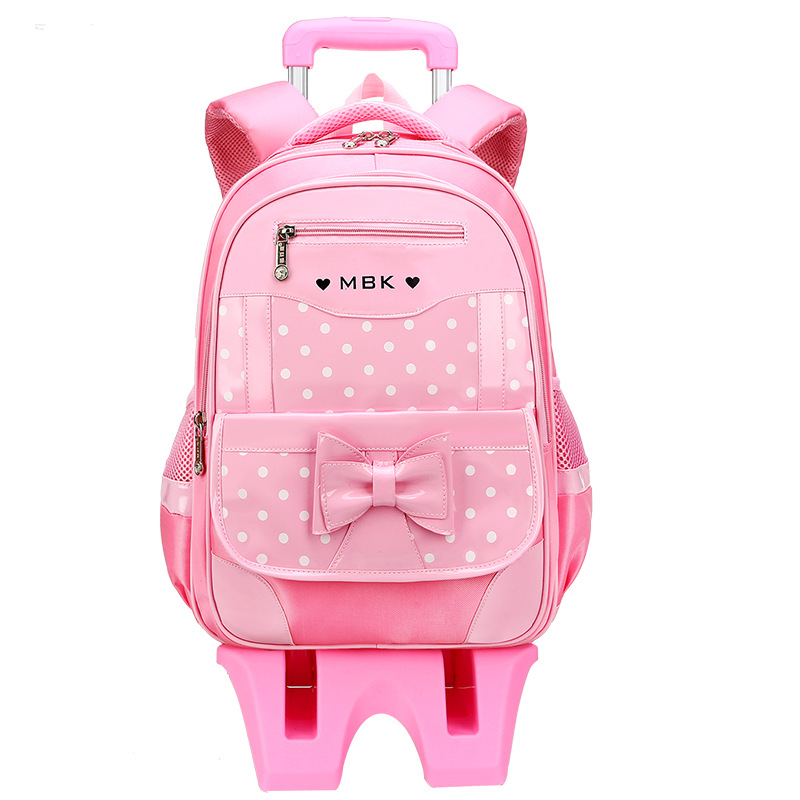 Kinderen Schooltassen Kinderen Reizen Rollende Bagage Tas Trolley School Rugzak Meisjes Rugzak Kind Boek Tas 3 Wielen Schooltas