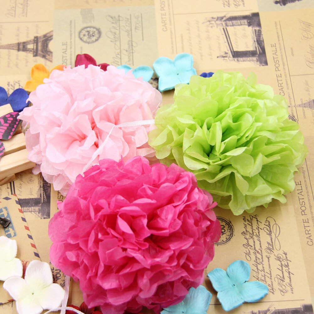 9PCS Tissue Hanging Paper Pom-poms Flower Wedding Party Outdoor Decoration Premium Tissue Paper Pom Pom Flowers Craft Kit (