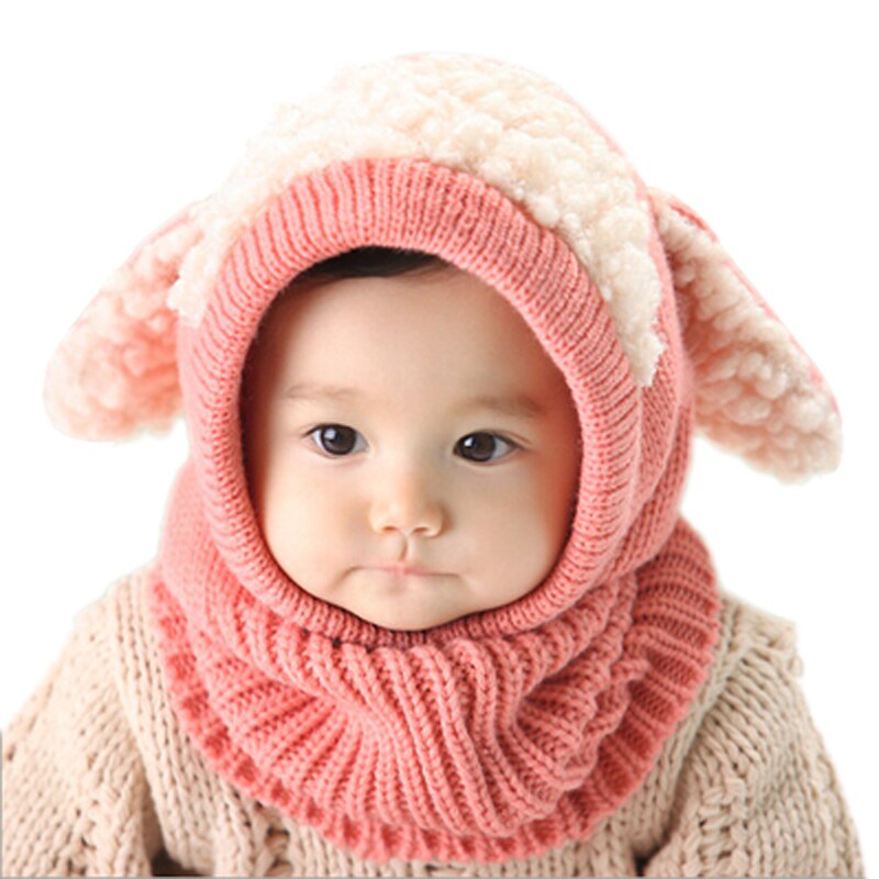 Winter Baby Hat Nek Warmer Joint Kids Kinderen Hond Caps voor Jongens Meisjes Haak Gebreide Beanie Hoeden Baby Peuter Mode