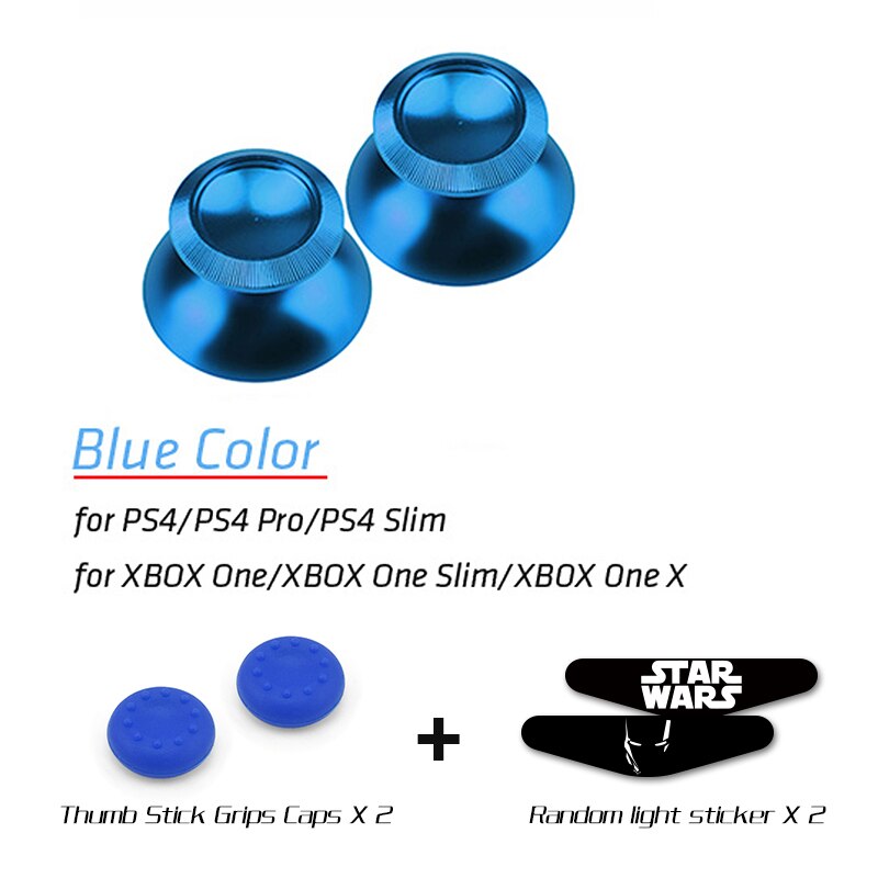 DATA FROG Metal Thumb Sticks Joystick Grip Button For Sony PS4 Controller Analog Stick Cap For Xbox One /PS4 Slim/Pro Gamepad: blue