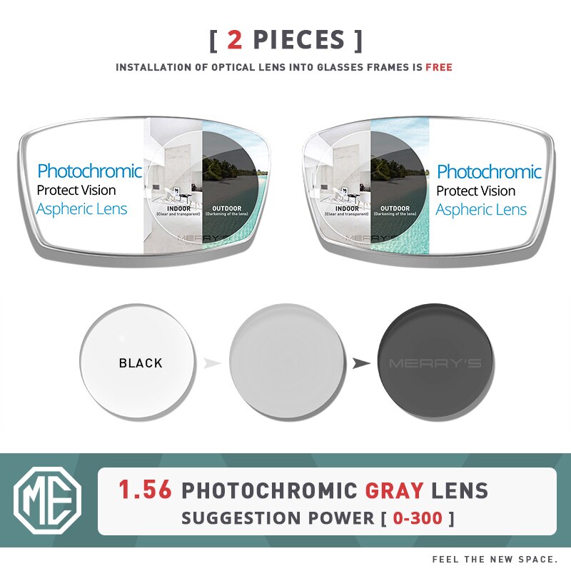 MERRYS-gafas clásicas de piloto para hombre y mujer, gafas graduadas para miopía, montura óptica S2690: 1.56 Photo Gray