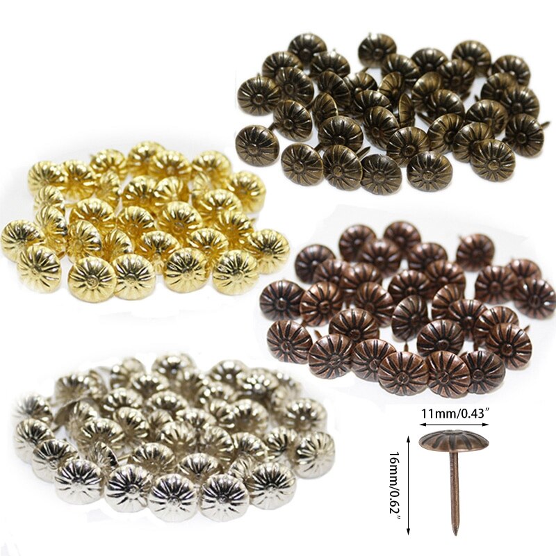Tachuelas decorativas para muebles antiguos, clavos para tapicería, tablero de corcho para muebles tapizados o proyectos de bricolaje, 100 piezas, N1HF