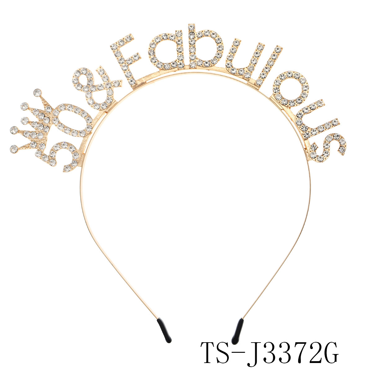 Diadema de feliz cumpleaños con letras en inglés y diamantes de imitación brillantes para mujer, Material de aleación de Zinc, joyería de , accesorio Popular para el cabello: Beige