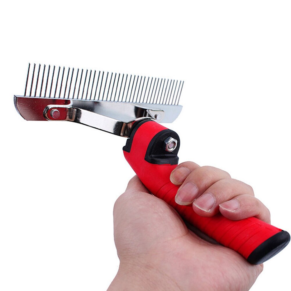 Long Tooth Undercoat Dog Rake Anti-Slip Rubber Handle Pet Grooming Rake Slicker Tool Heavy and Duty Steel Comb
