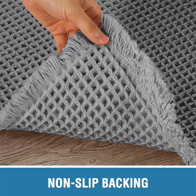 Waffle Non-Slip Bath Mat Bathroom Super Absorbent Carpet Non-Slip Shower Rugs with Tassels Bathtub Beside Rug Entrance Doormat
