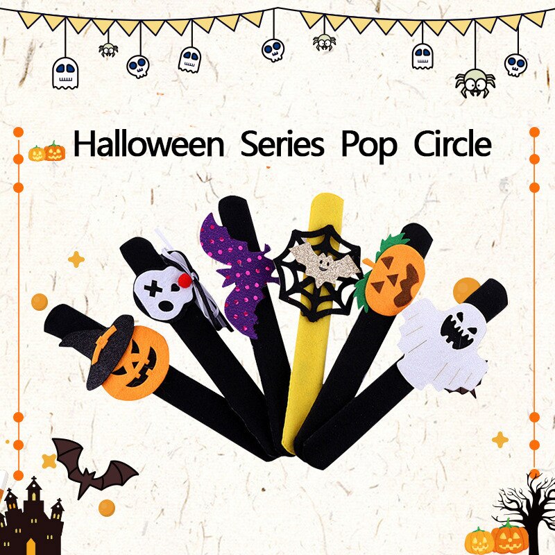 1 pièces Halloween chauve-souris citrouille araignée blanc fantôme noir fantôme tête de crâne Snap anneau Bracelet fantôme Festival fête décoration