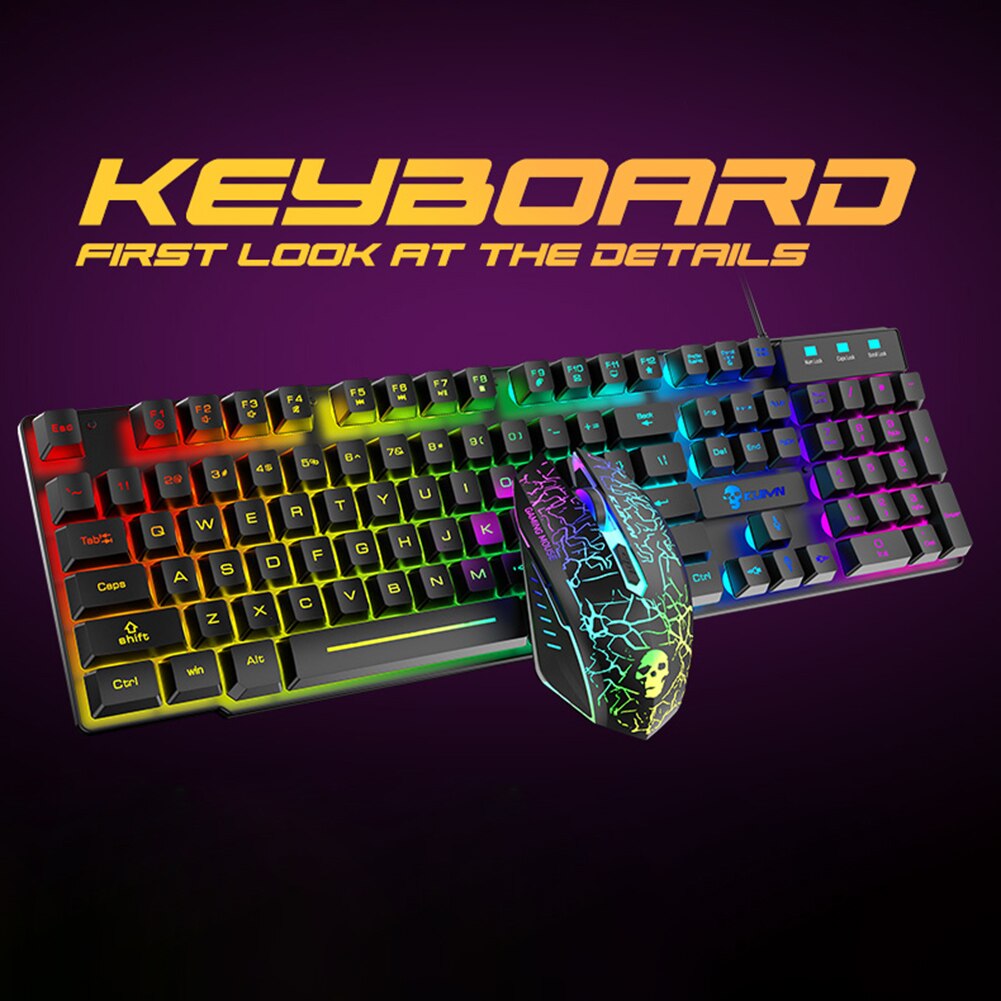 2400DPI LED RGB Backlight Keyboard 2400DPI 6 Buttons USB Ergonomic Wired Gaming Keyboard for PC Laptop Computer Gamer