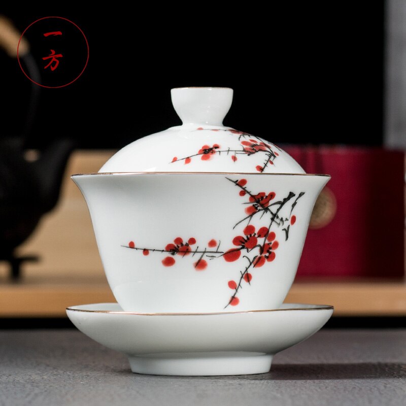 Chinese Style Ceramic Hand Painted Gaiwan Handmade Tea Bowl Set Tea Tureen Teacup Household Teaware Accessories Drinkware
