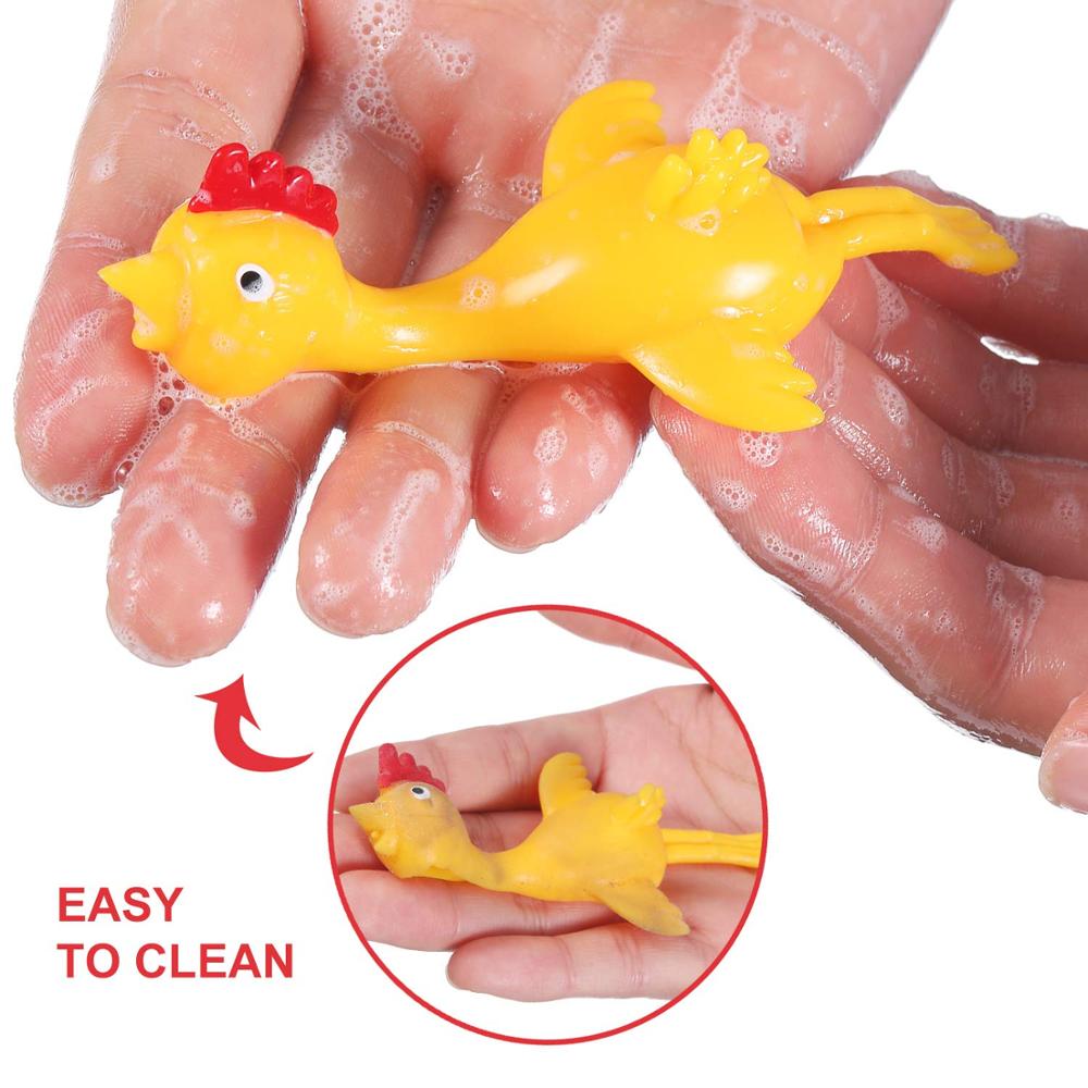 Rolig skratt gummi kyckling elastisk flygande kalkon finger fåglar klibbig leksak
