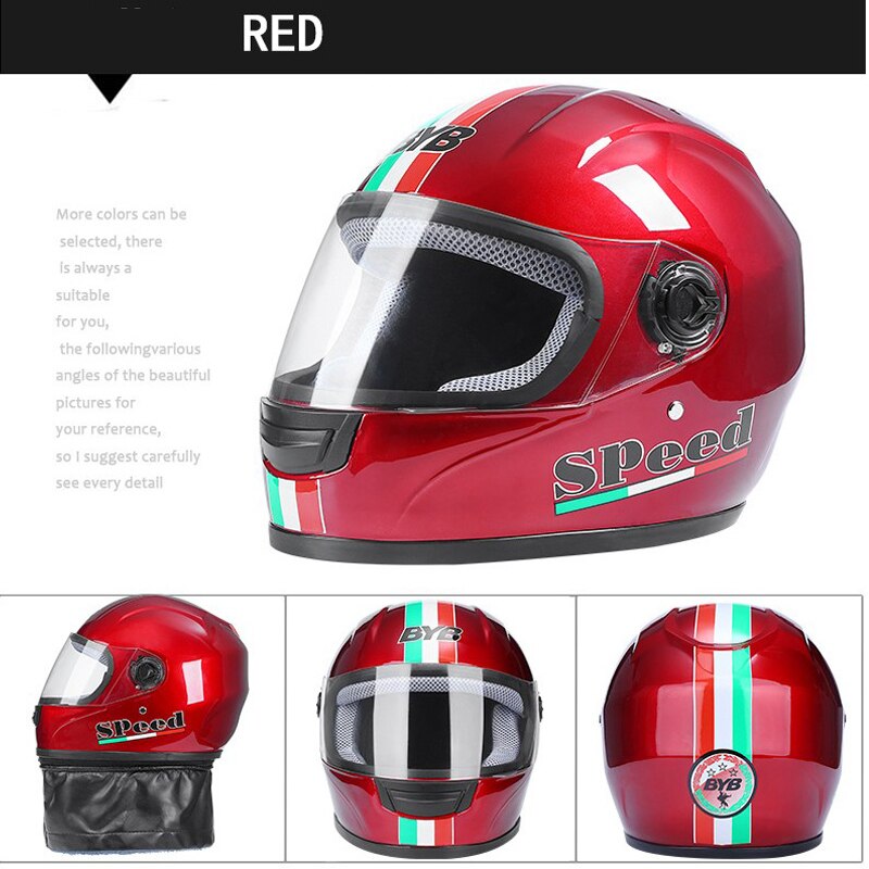 Motorcycle Helmet Windproof Full Face Helmets Dual Lens Anti-Fog Sun Protection Helmet Men Moto Electric Helmet Motocross: 1PCS Red