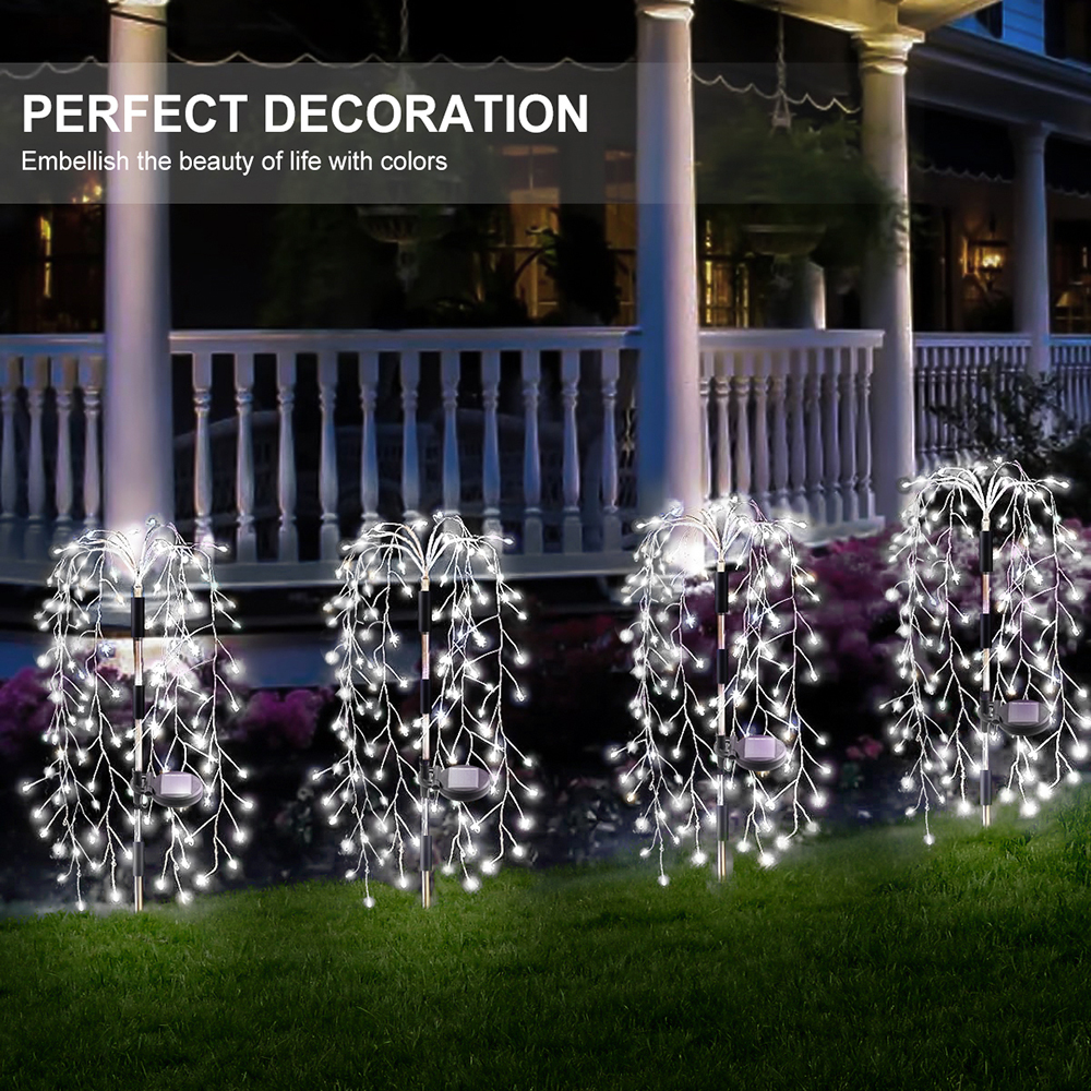 200 Leds Solar Tuinverlichting Outdoor Solar Wilg Vuurwerk Licht LED Kerst Decor Lichtslinger Gazon Fairy Light: WHITE / O