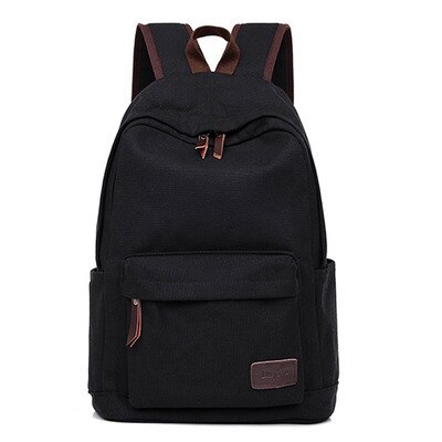 Scione Mannen Effen Canvas Casual Reizen Rugzakken Eenvoudige Vintage Laptop Schoudertassen Vrije Tijd School Bagpack: black