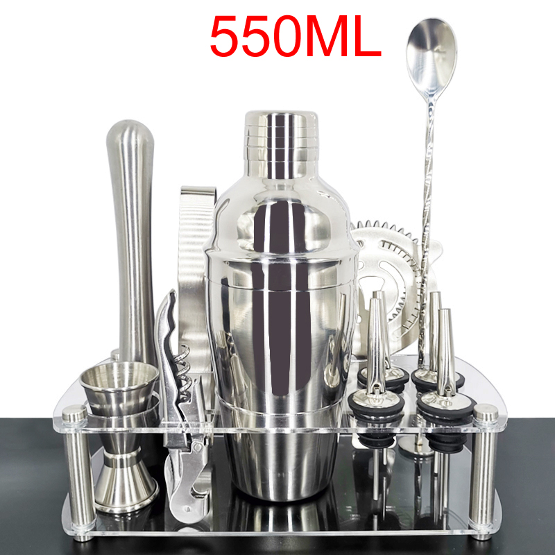 Stainless Steel Cocktail Shaker With Wine Rack 750/600ml Wine Shaker Mixer For Bar Party Tools Bar Accessories: T 12Pcs 550ML Rack