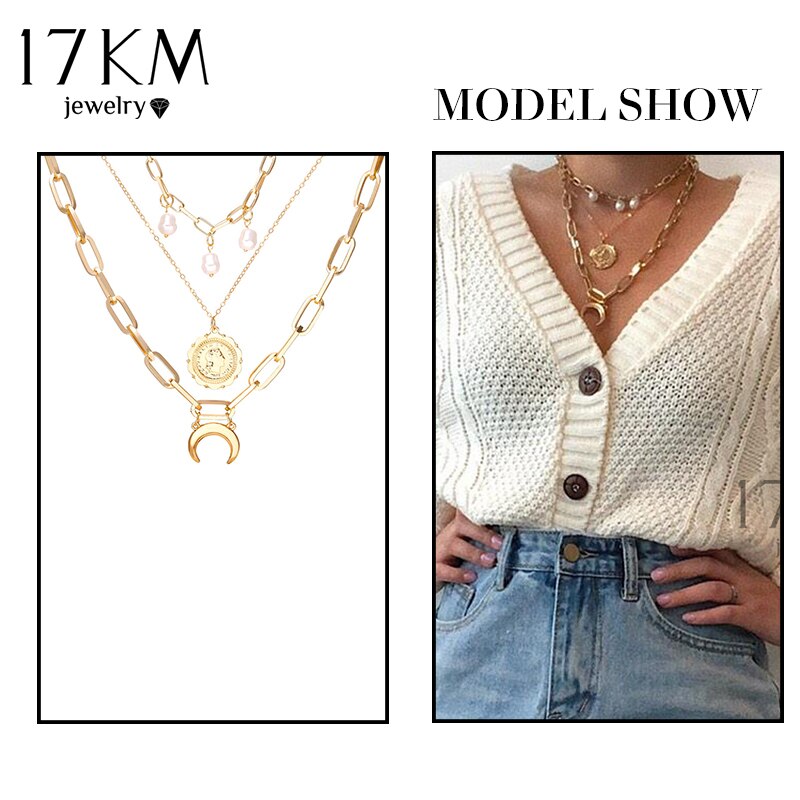 Vintage Multi Layer Lock Necklaces Chain For Women Gold Heart Key Pendants Necklace Party Jewelry: CS5212