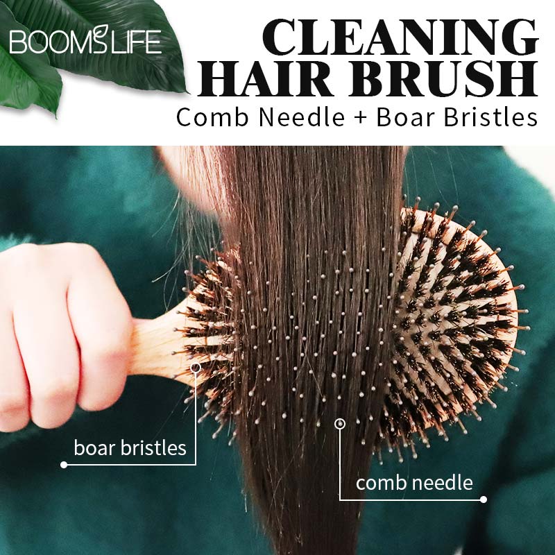 Cepillo de pelo con cerdas de jabalí, peines de madera para mujer, cepillo para masaje del cuero cabelludo, cepillo para desenredar el cabello, cepillo de pelo de madera de roble, peine de peluquero para el cabello