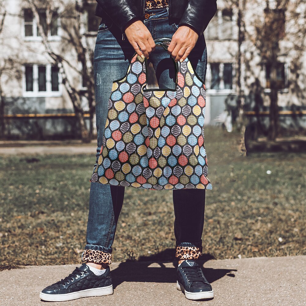 Reusable Eco-Friendly Grocery Foldable Shopping Bags Women Large Size Premium Slight Duty Folding Tote Bag With Handle