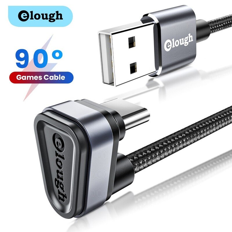 Elough Inverted Triangle Data Cable 90 Degree Right Angle USB Charging Cable Mobile Game Cable TYPE-C Fast Charging Cable