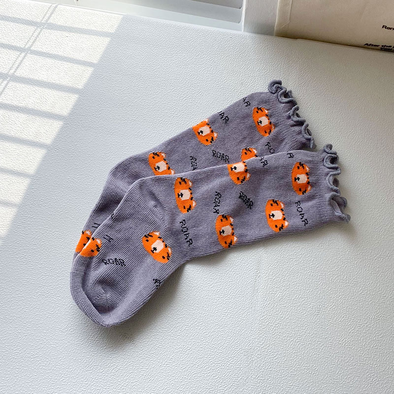 6 Paare/los freundlicher Mädchen Socken Baumwolle Niedliche Karikatur-Ebene Knie Hohe Socken für Jungen Kleinkind Boden Socken freundlicher Socken 1-8 jahre: grau Tiger x6 / L (5-8Y)