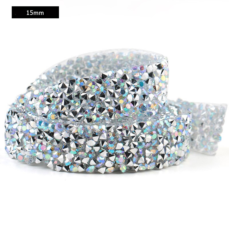 Dżetów wykończenia poprawka 1 stoczni Strass szycia taśmy Rhinestone aplikator wstążka z dżetów żelazko na ubrania akcesoria: 1.5cm - clear AB