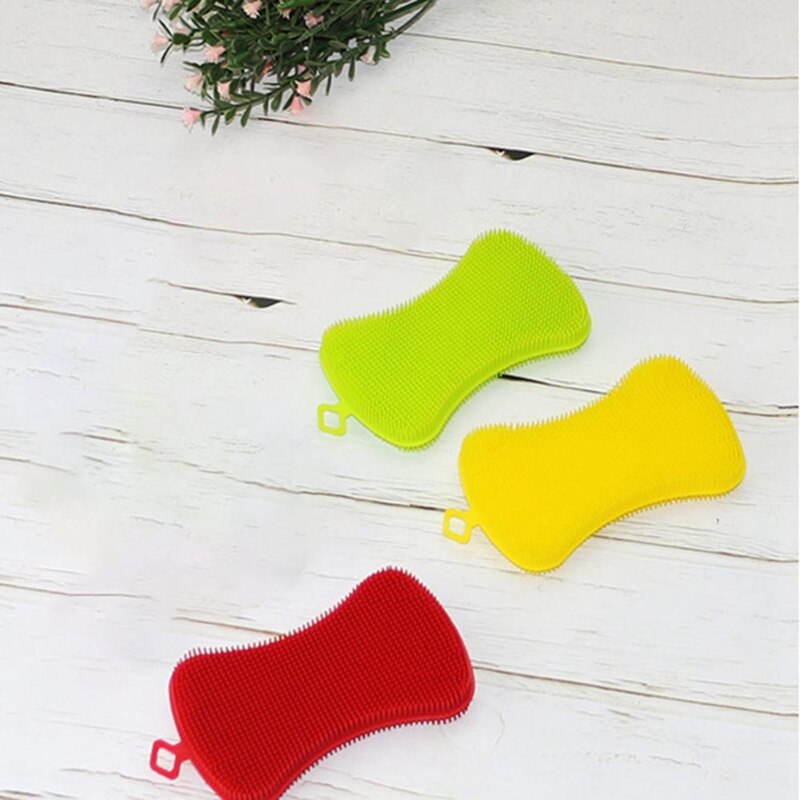 3Pcs/set Silicone Dish Washing Sponge Scrubber Kitchen Cleaning Antibacterial Tool Dish Bowl Cleaning Brush Scouring Wash Pad