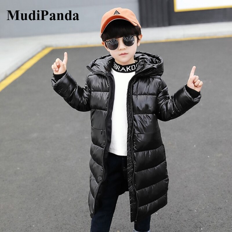 MudiPanda enfants hiver doudoune pour garçons fille Long manteau noir enfant Parka enfants coton vêtements d'extérieur