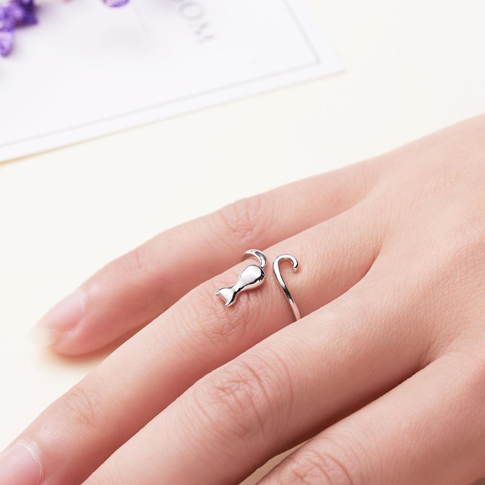 Mode Schattige Dier Opening Ring Kat Klauw Hond Poot Vrouwen Meisje Eenvoudige Sieraden Open Verstelbare Kat Oor Bruiloft vinger Ring