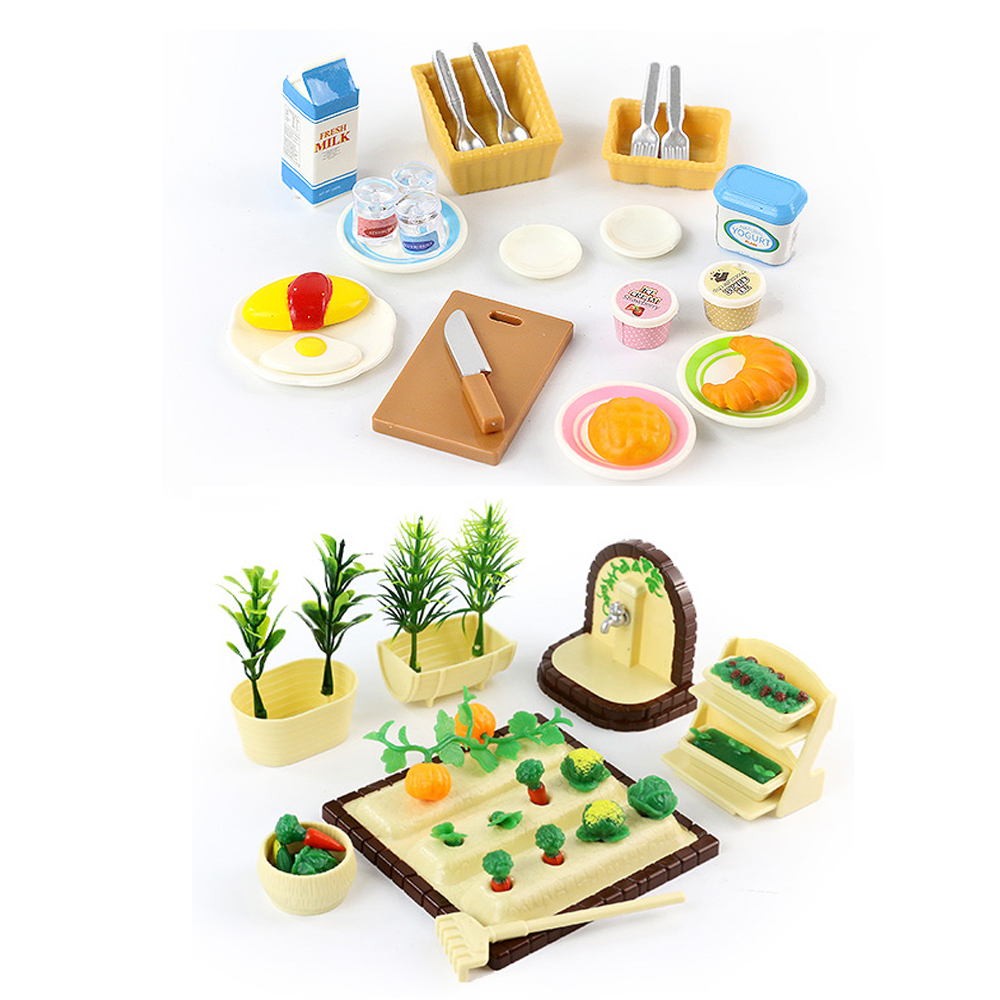 Bosdier Familie Poppenhuis Meubels 1/12 Miniatuur Speelgoed Meisje Poppen Accessoires Slaapkamer Badkamer Poppenhuis Kit Voor Poppen