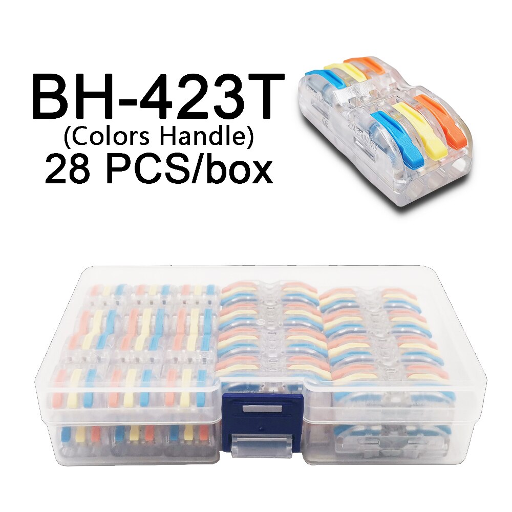 Mini Fast Boxed Wire Connector SPL-2/3/4 SPL-42/62 Compact Conductor Spring Wiring Connector Conductor Push-in Terminal Block: 423CT 28PCS