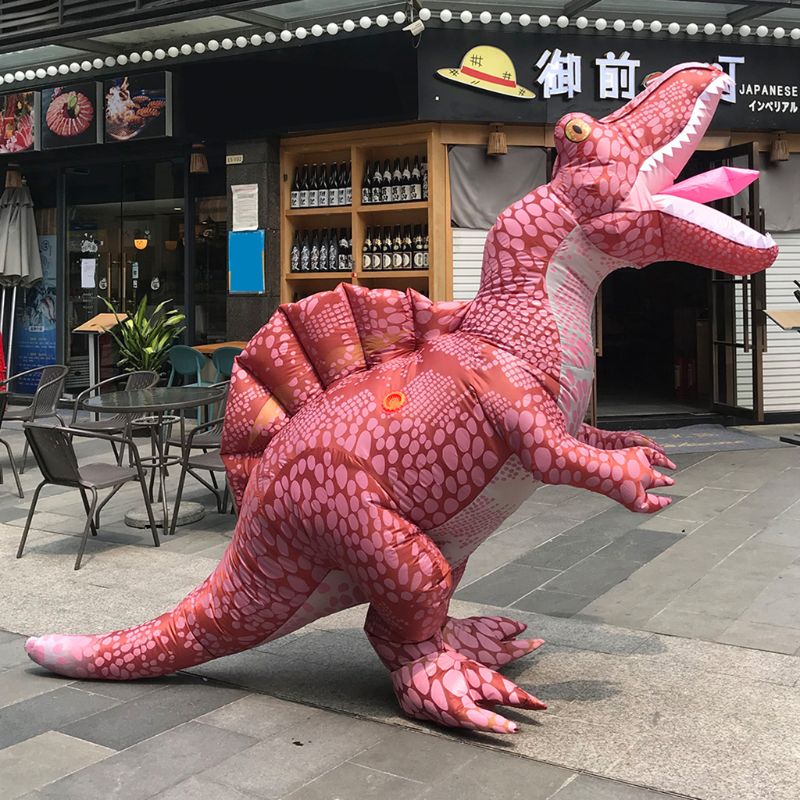 Roze opblaasbare dinosauruspakken voor volwassenen, halloween cosplay-kostuum, dxad
