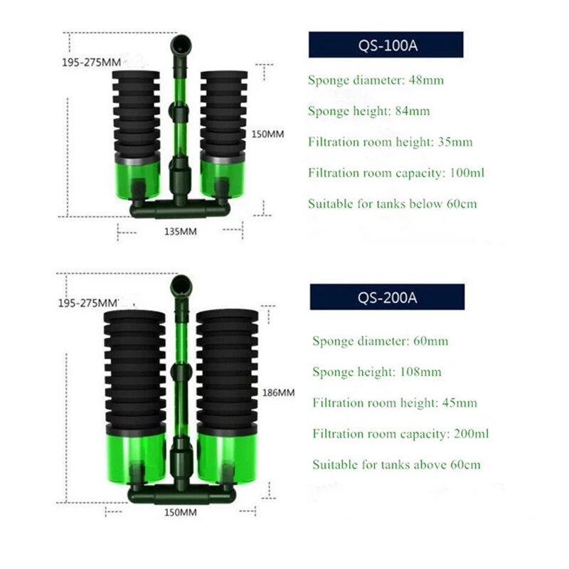 Bio Sponge Aquarium Filter Breeding Fry Betta Shrimp Nano Fish tank Aquarium PTSP