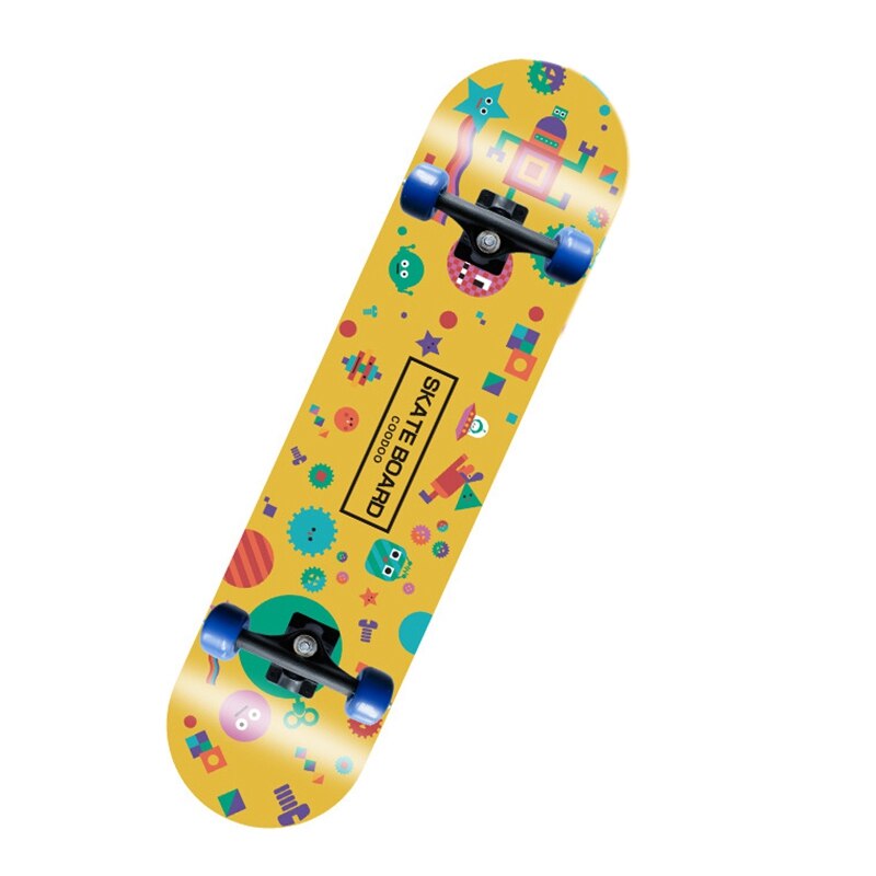 Czterokołowa deskorolka podwójna biegun autostrada szczotka ulica deska drewniana płyta skuter dla dorosłych deskorolka: żółty