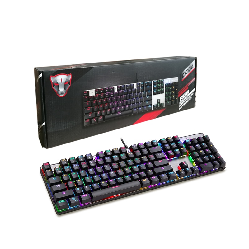 MOTOSPEED CK104 Russian English Profession Gaming Wired Mechanical Keyboard 104 Keys Real RGB LED Backlit Anti-Ghosting for Game