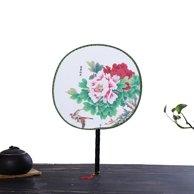 Chinese Oude Paleis Stijl Ronde Fan Hand Held Silk Fans Voor Bruiloft Evenement Feestartikelen Home Decor