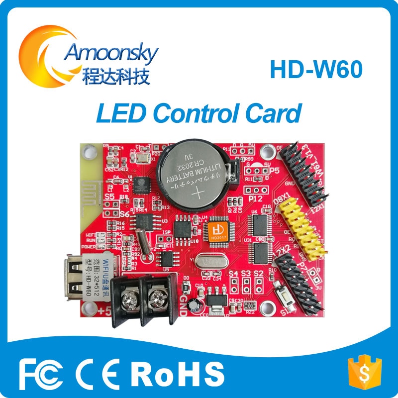 huidu hd-w60 led controller p10 programable scrolling advertising display control card for red green blue yellow signal color