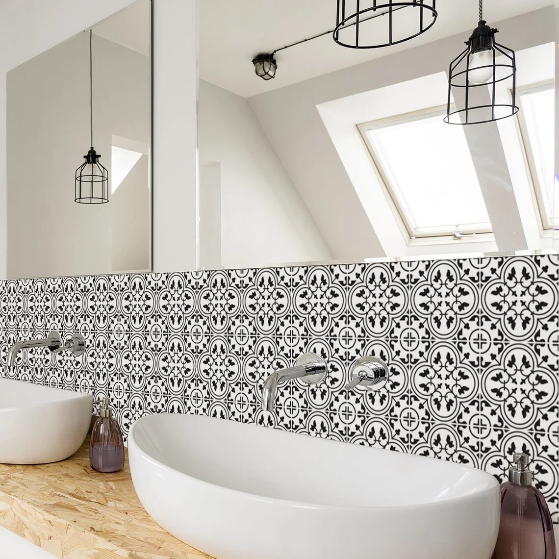 Tile Sticker Panel Peel and Stick Decal Vinyl Floor Tile Sticker Kitchen Backsplash Carreaux de Ciment 30x30cm