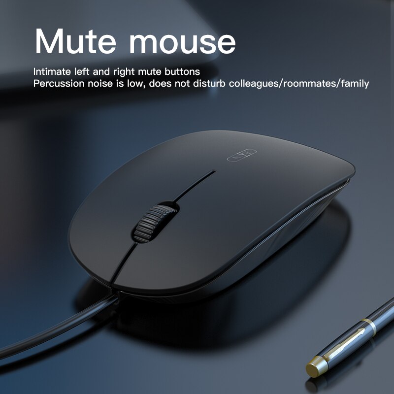 Ratón con cable USB para oficina y hogar, Mouse silencioso Simple ultrafino para ordenador de escritorio, portátil, para juegos y deporte electrónico