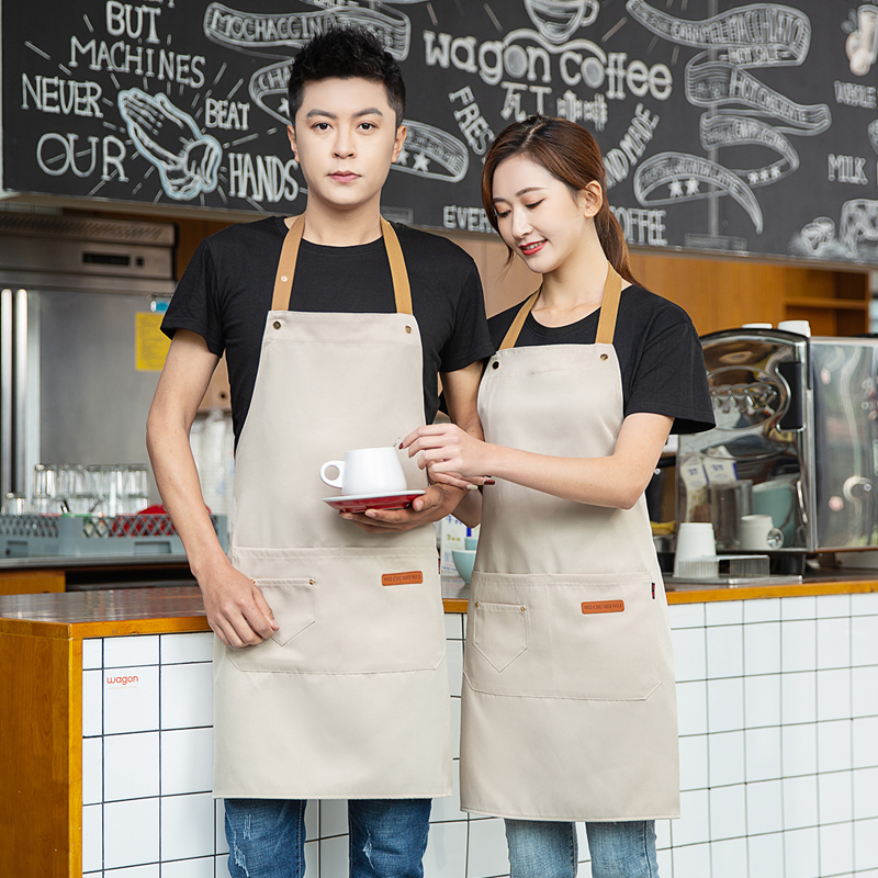 Delantal con de logotipo personalizado, delantales de cocina para hombre y mujer, ropa para hornear Chef en casa, impermeable con bolsillos
