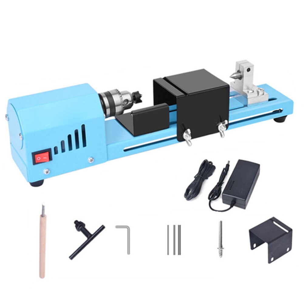1 Set 150W Mini Wood Lathe Machine Speed Adjustable Rotary Tool Buddha Pearl Lathe Grinding Polishing DIY Woodwork Tool 12V/24V