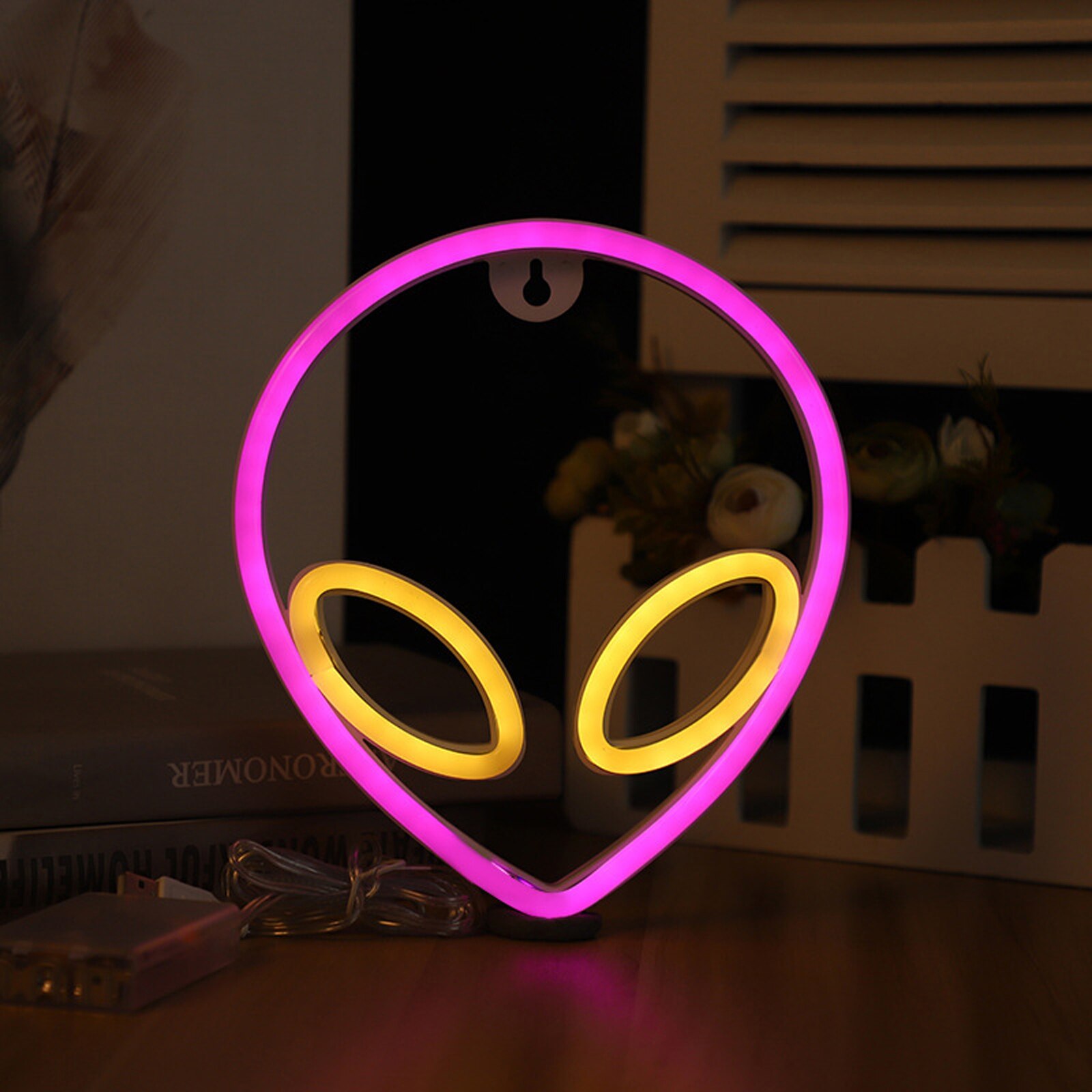Creatieve Alien Patroon Led Nachtlampje Decoratieve Neon Lamp Voor Slaapkamer Woonkamer Feestartikelen: C