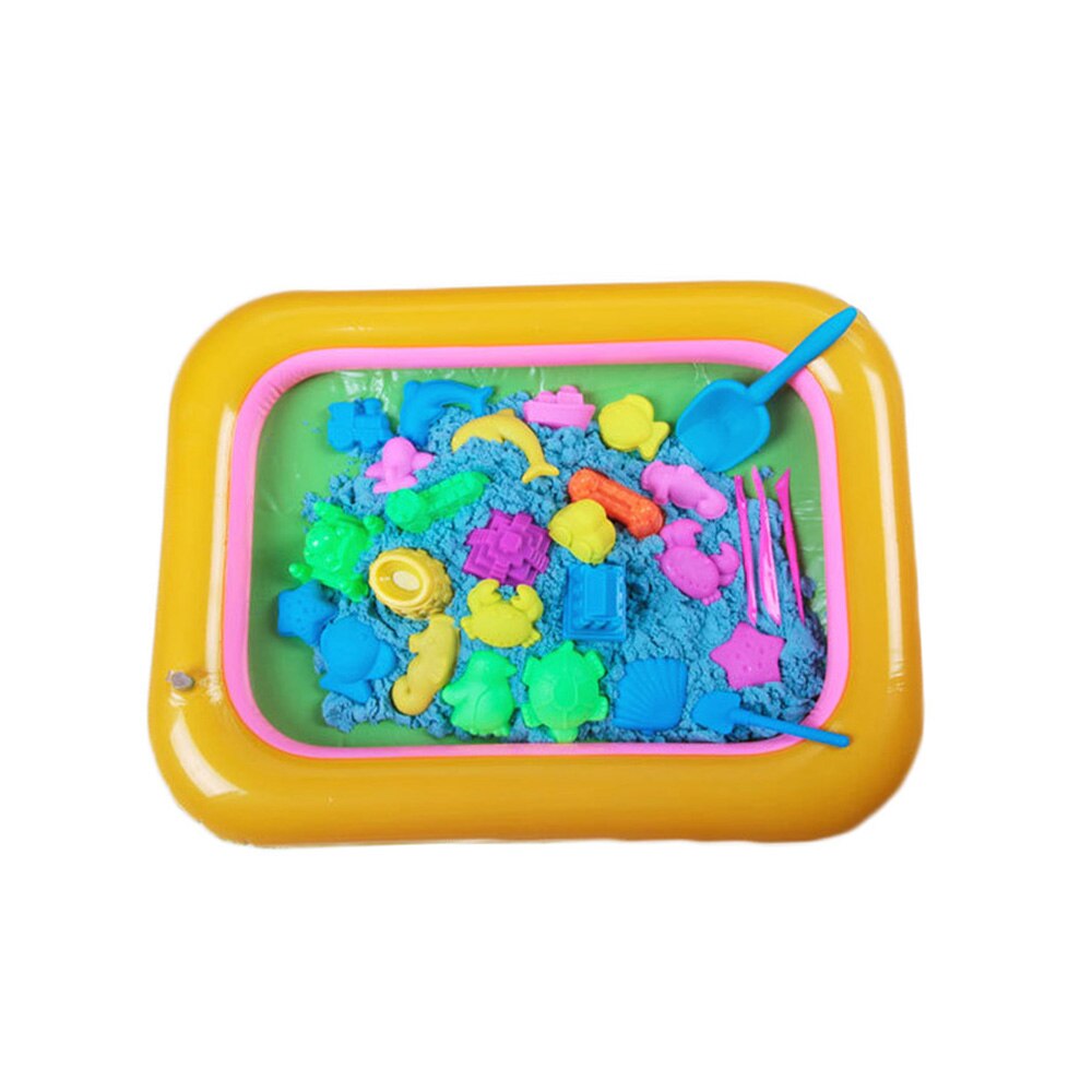 Børn bærbar oppustelig sandbakke formbar sandkasse indendørs leg sand ler farve mudder spil tilbehør legetøj