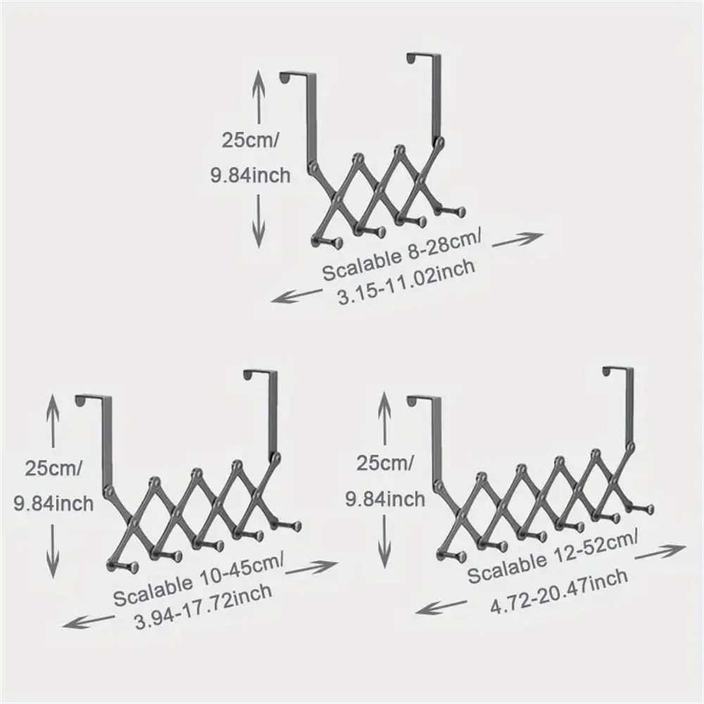 4/5/ 6 Hooks Modern Metal Door Hooks Foldable Storage Rack No need to drill holes, space saving door hooks for coats, bags