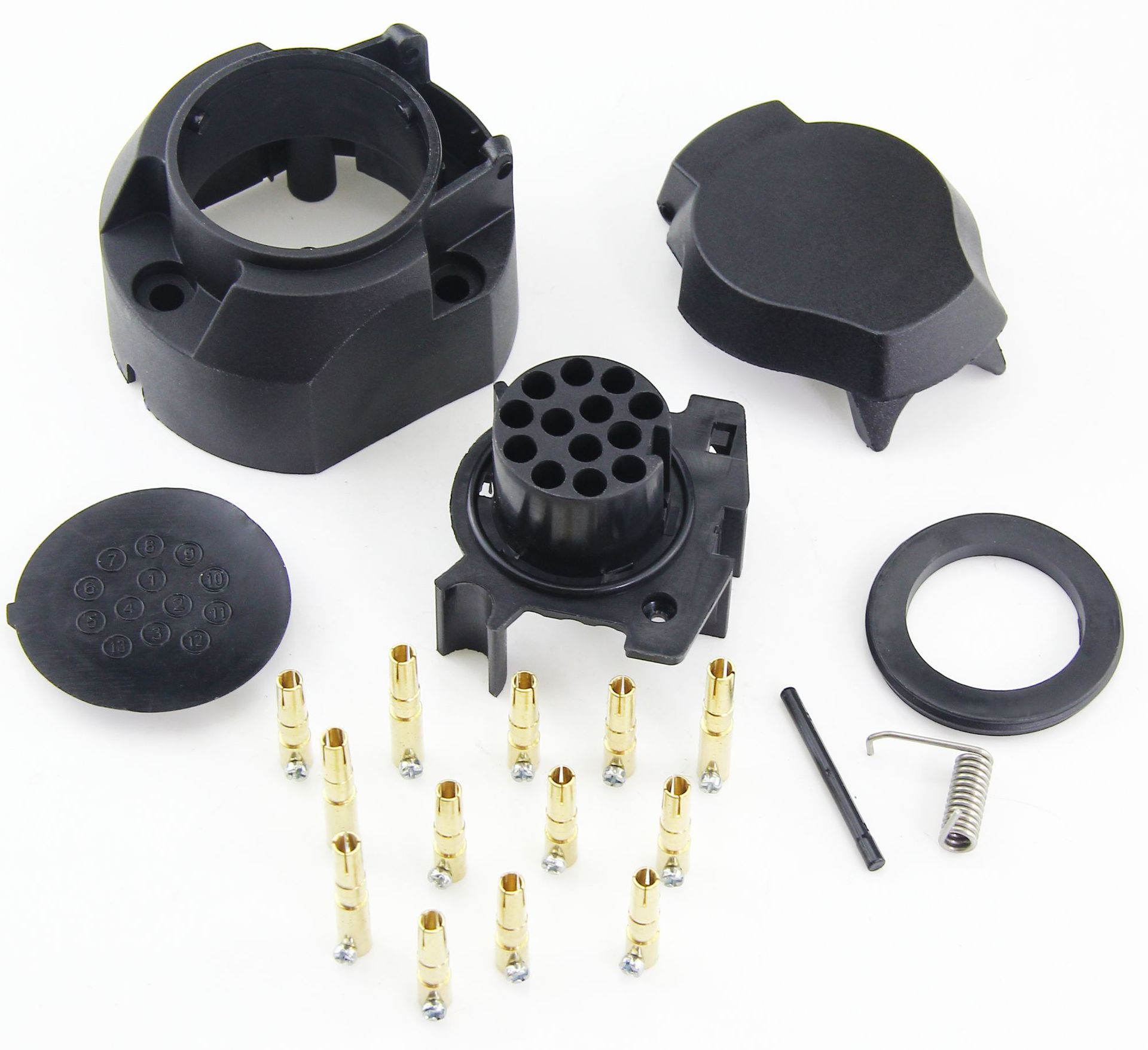 13-Pin Trailer Socket Black Frosted Materials 13-Pole Trailer Socket 12V Tow Bar Towing Socket