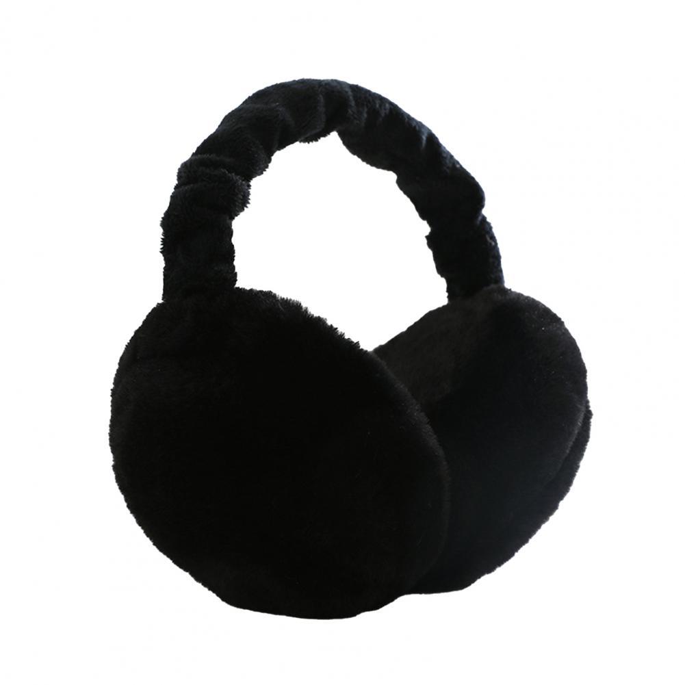Unisex Ear Warmer Cute Plush Hamburger Shape Warm Keeping Earmuff Winter Women Faux Rabbit Fur Rotating Adjustable Ear Covers: Black