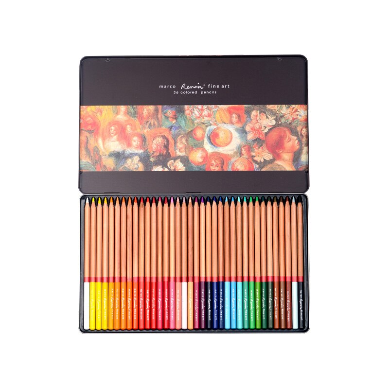 MARCO Renoir 3100 Oil Colored Pencils 120 Colors Set Tin Box Drawing Pens Botanic Landscape Portrait Painting: 36 colors