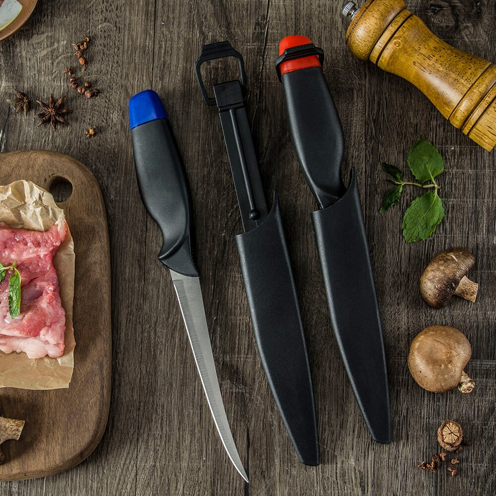 Couteau à désosser incurvé de 6 pouces couteau à filet d&#39;extérieur avec étui de protection couteau tranchant en acier inoxydable 3cr14 viande poisson volaille outils