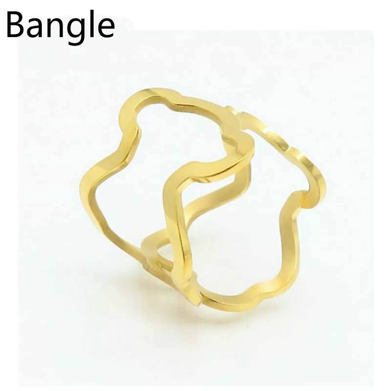 316L Stainless Steel Women Bracelets Bangles Bear Cuff Bangle For Wedding Jewelry Accessories: Gold