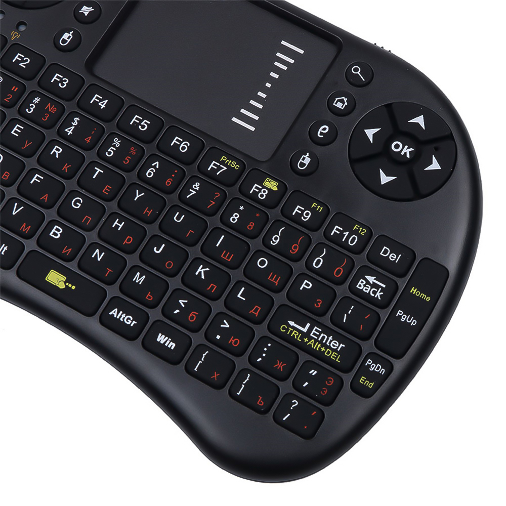 3-farbige hintergrund beleuchtete i8 Mini-Tastatur 2,4 GHz Luftmaus englische russische Tastatur mit Touchpad-Handheld für Android-TV-Kasten